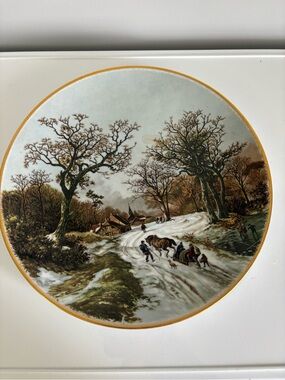 Vintage 1980’s Picture Decorative Plate Koekkoek Landscape in Winter